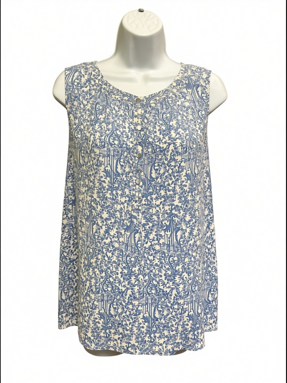 Banana Republic Blue White Floral Sleeveless Blouse Size M